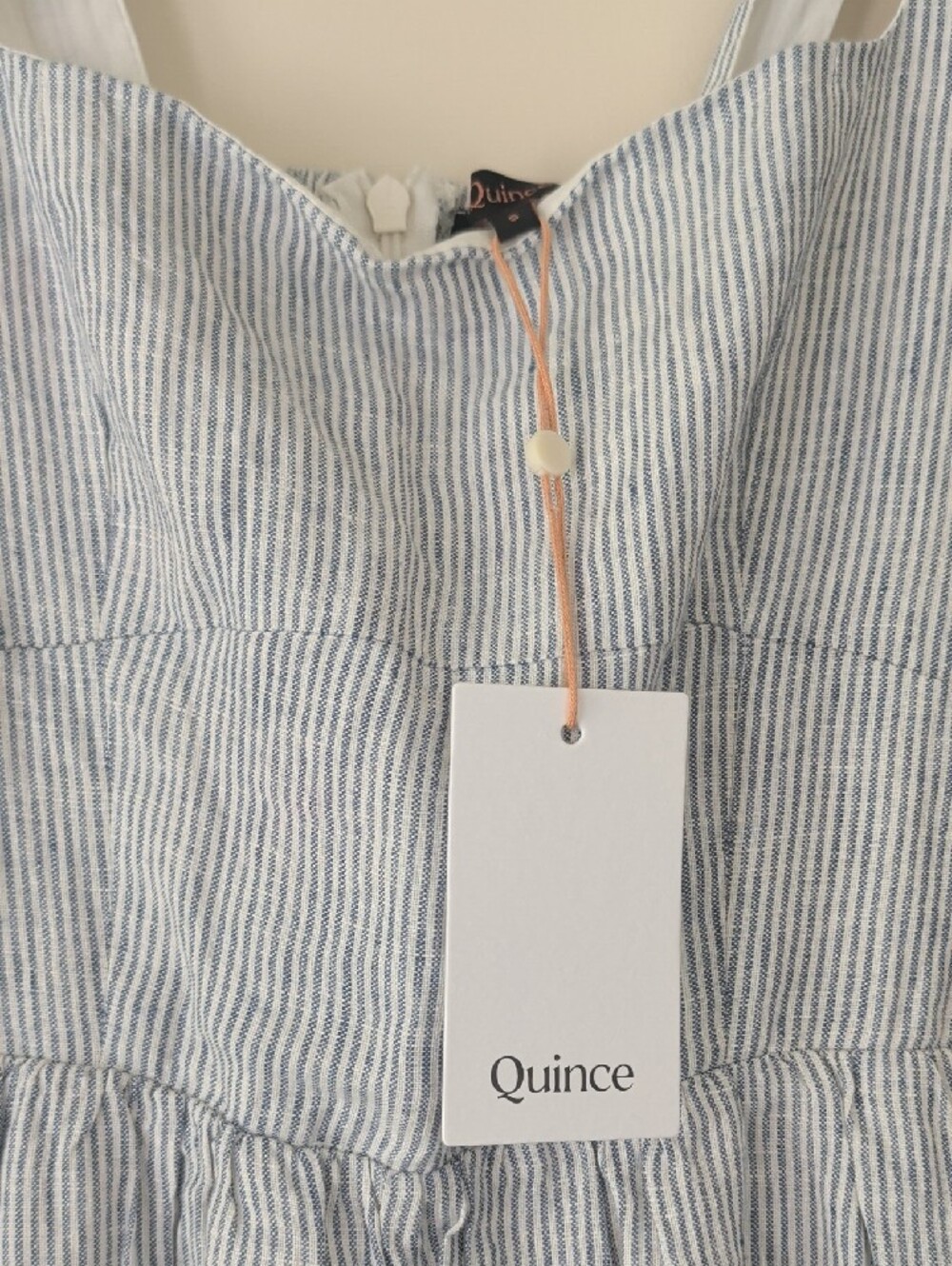 NWT Quince Light Blue and White Striped Midi Dress Size Small - Picture 3 of 8